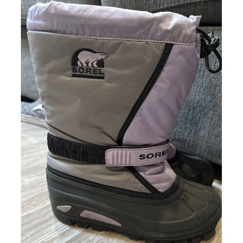 Sorel Flurry NY1590-542 Size 4 US Youth Waterproof Winter Boots Purple/Gray‎